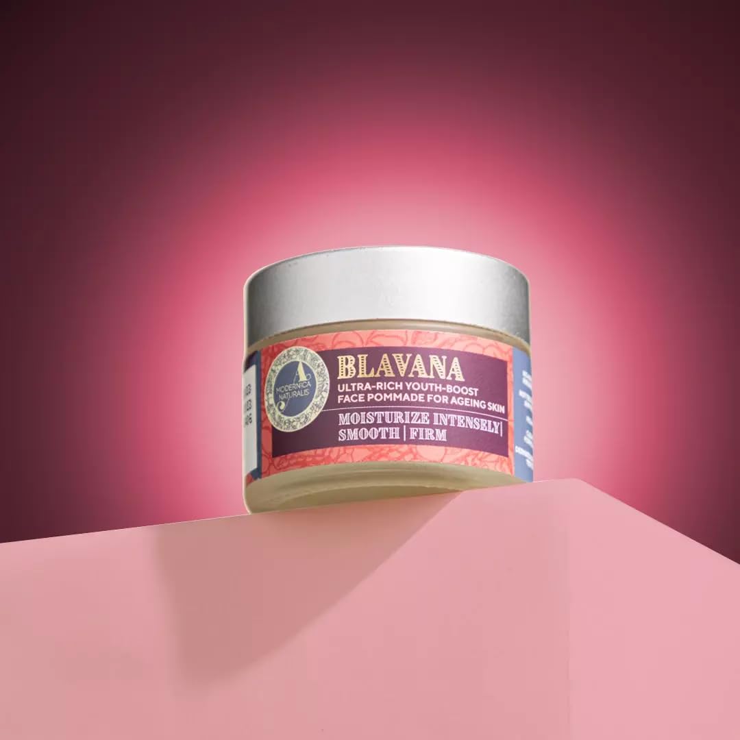 Blavana Daily Moisturizer for Face - An Ayurvedic Ultra-Rich Youth-Boost Face Pommade for Aging Skin - with Black Gram, Manjistha, Apricot, Aloe Vera - Dermatologically Tested 1.76 oz
