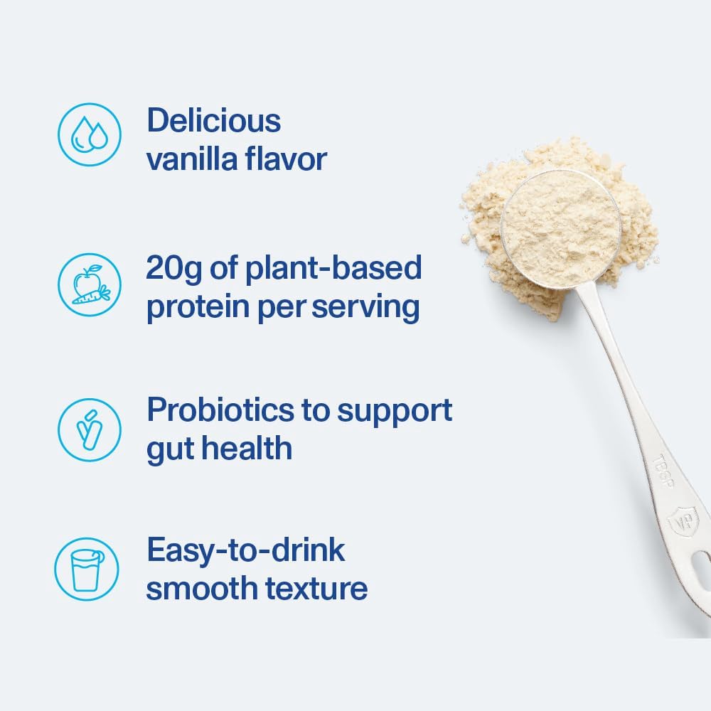 Vital Proteins Protein Powder – 20g Plant Based Protein with Chickpea – 1B CFU Probiotic for Gut Health, No Added Sugar – Vanilla, 15 oz