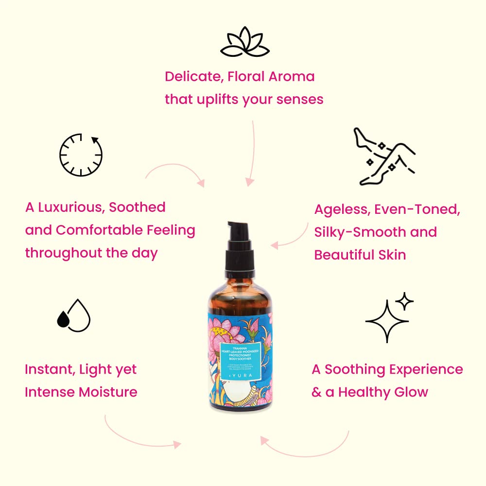The Ayurveda Experience iYURA Trahnna Heart-Leaved Moonseed Body Oil- Serenely Aromatic Body Oil for Dry, Sensitive Skin, 3.38 fl oz