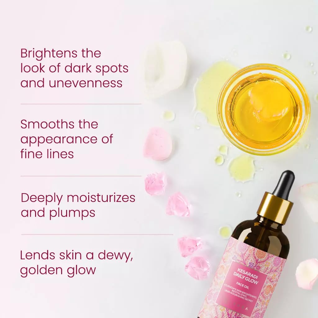 iYURA Kesaradi Face Oil - Rich in Saffron | 100% Natural | For Visibly Brighter Skin - Ayurvedic Face Moisturizer for Dull, Dry, Sensitive Skin; 1.69 fl oz
