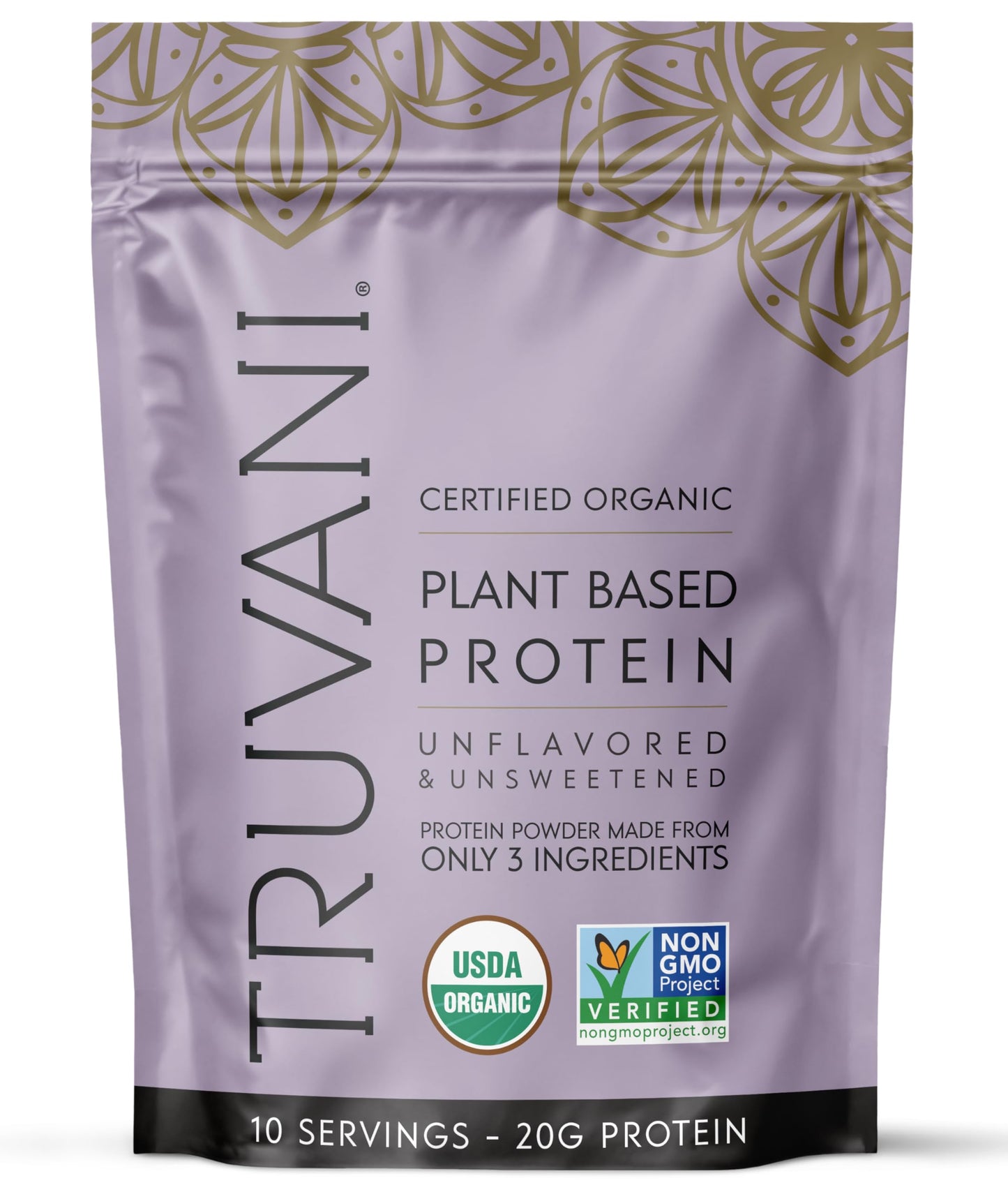 Truvani Organic Plant Based Protein Powder | Vanilla | 10 Servings | Vegan | 20g Pea Protein | Keto | Gluten & Dairy Free | Low Carb | No Added Sugar