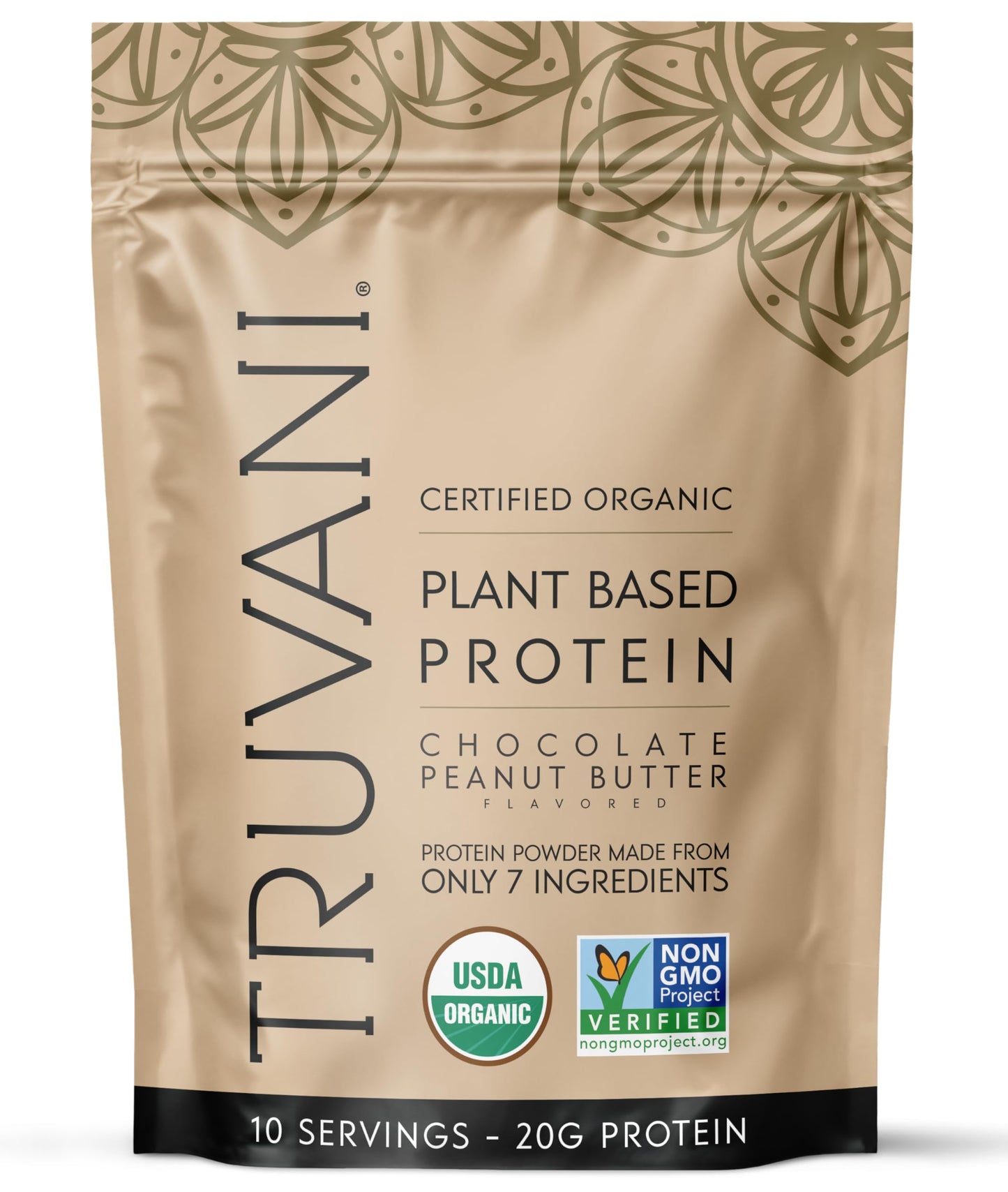 Truvani Organic Plant Based Protein Powder | Vanilla | 10 Servings | Vegan | 20g Pea Protein | Keto | Gluten & Dairy Free | Low Carb | No Added Sugar