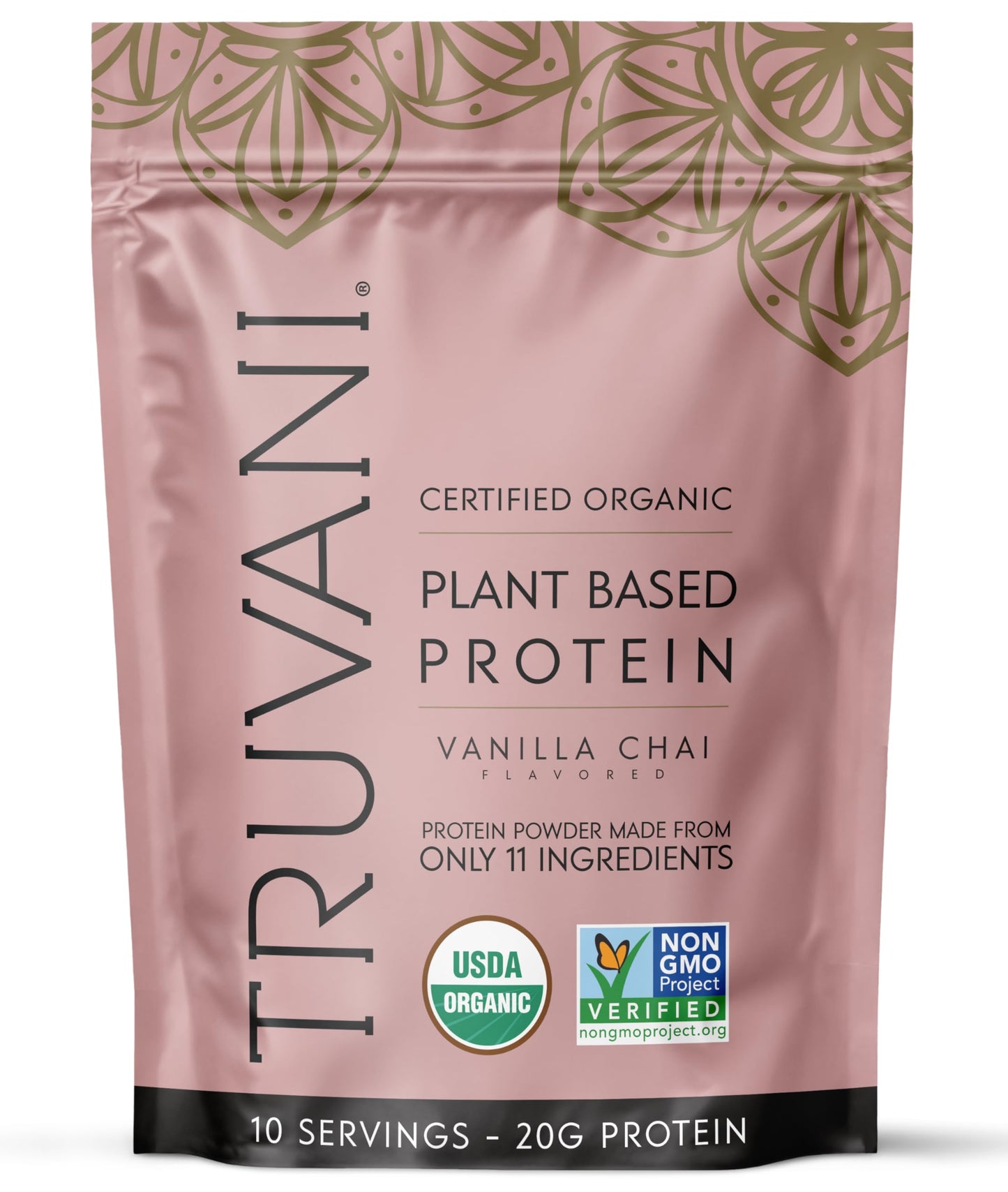 Truvani Organic Plant Based Protein Powder | Vanilla | 10 Servings | Vegan | 20g Pea Protein | Keto | Gluten & Dairy Free | Low Carb | No Added Sugar