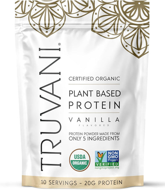 Truvani Organic Plant Based Protein Powder | Vanilla | 10 Servings | Vegan | 20g Pea Protein | Keto | Gluten & Dairy Free | Low Carb | No Added Sugar