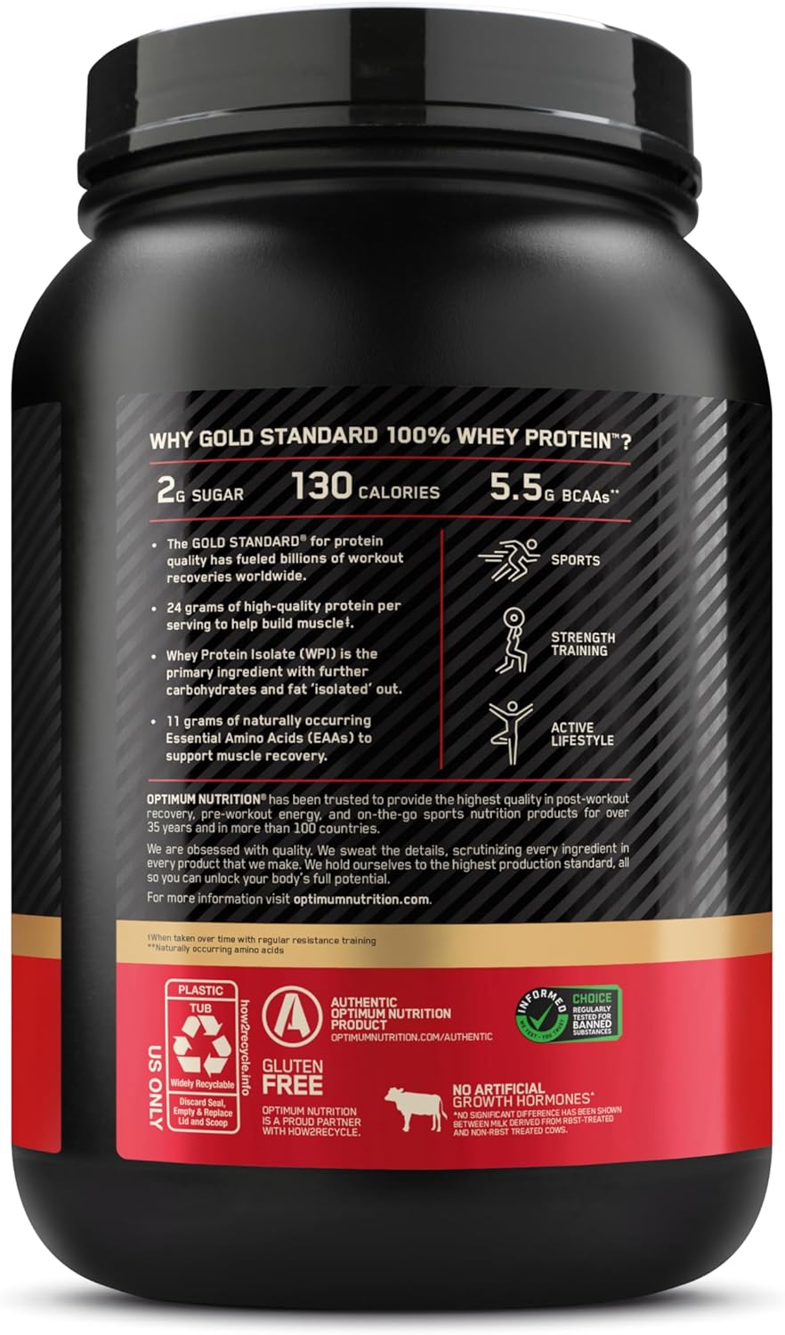 Optimum Nutrition Gold Standard 100% Whey Protein Powder, Banana Cream, 2 Pound (Packaging May Vary)