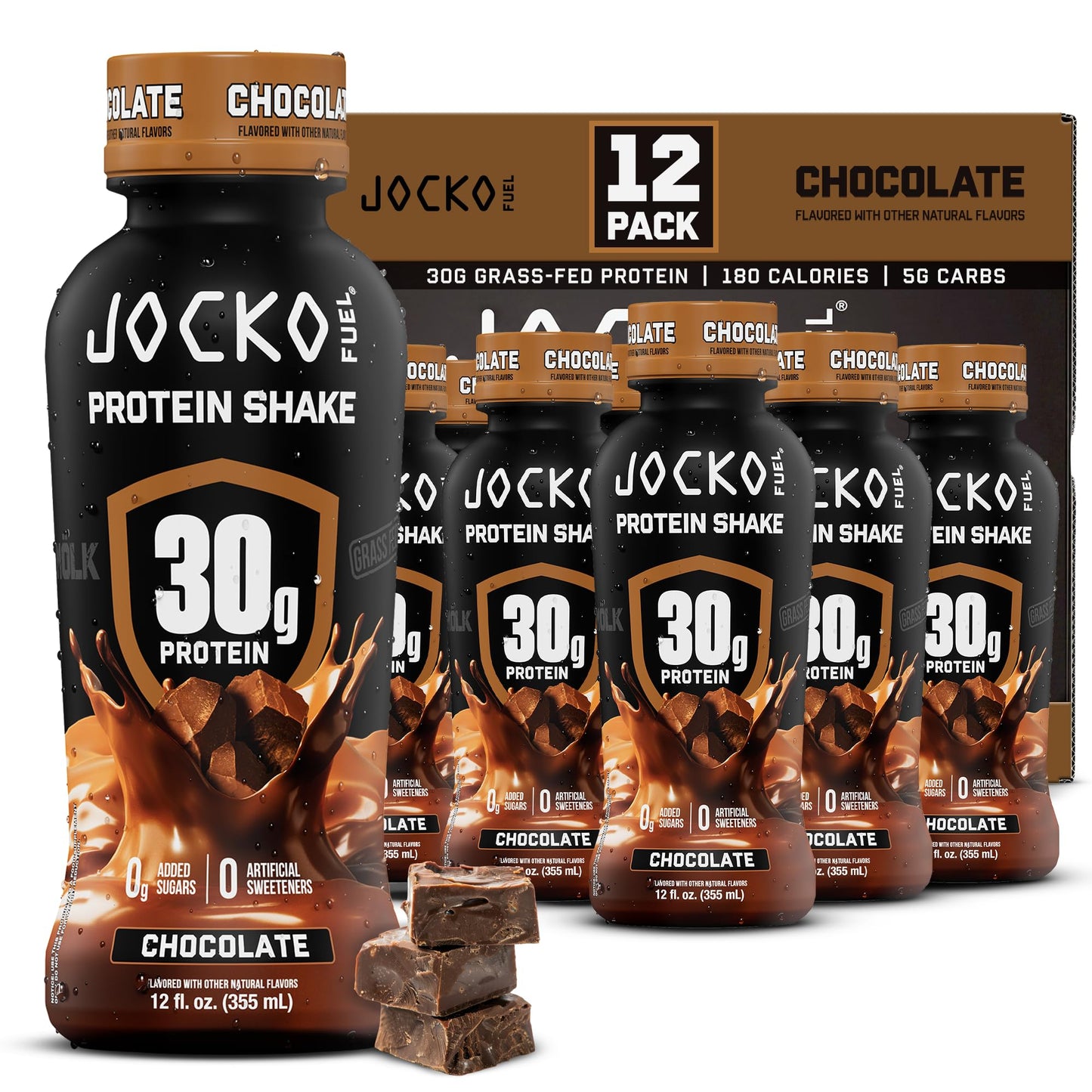 Jocko Fuel Mölk 30g Grass Fed Protein Shakes - No Added Sugar Protein Drinks KETO Friendly - Ready to Drink 12 FL Oz (Pack of 12) Sweet Cream Coffee